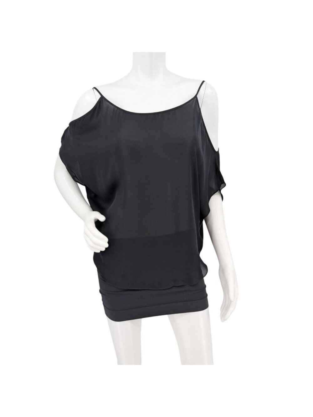 Haute Hippie Silk Cold Shoulder Sheer Top Asymmetrical Minimalist Office Medium